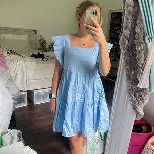 Blue Ruffle Sleeve Dress
